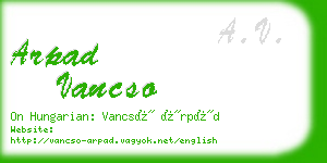 arpad vancso business card